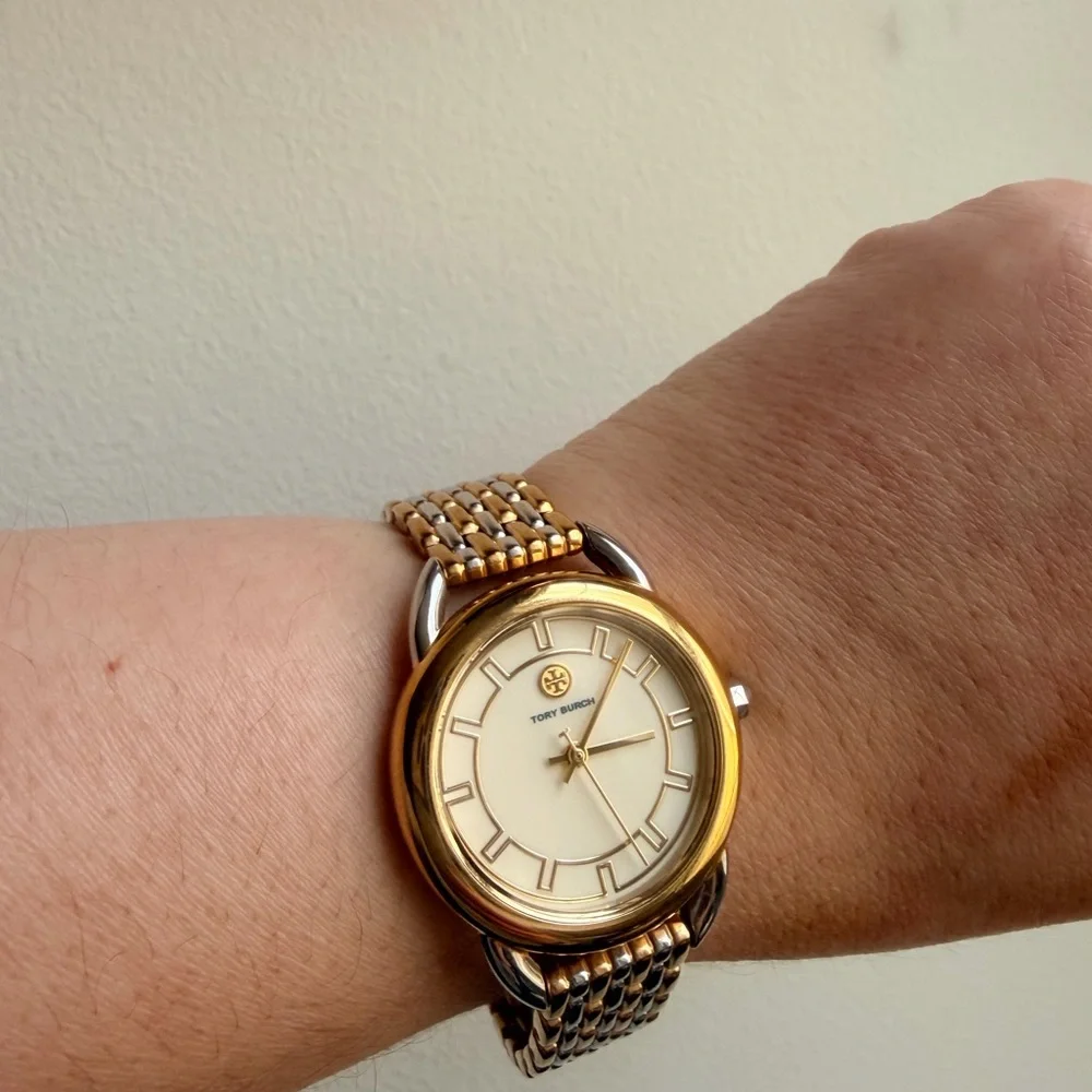 Tory Burch Two-Tone Gold and Silver Round Dial Watch